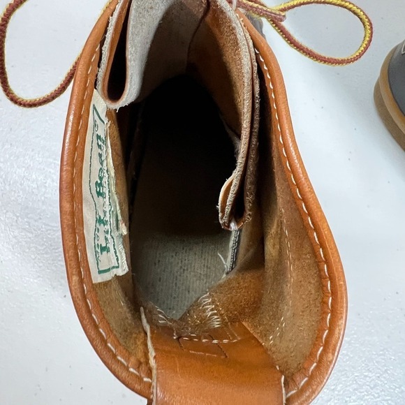 LL Bean Bean Boots Mens 9 M Leather Brown Rubber Waterproof‎ Made USA Duck VTG